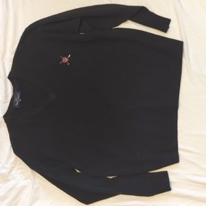Men's cashmere Polo sweater in black size large